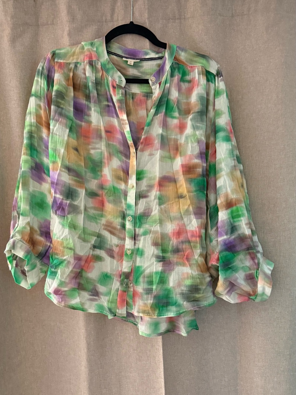Pilcro Multicolor Watercolor Print Button-Up Blouse